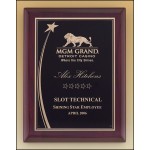 Airflyte Rosewood Stained Piano-Finish Plaque w/Shooting Star Accent Engraving Plate (8"x 10.5") with Logo