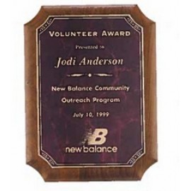 Personalized Airflyte American Walnut Plaque w/Sapphire Marble Plate & Notched Corners (8"x 10.5")