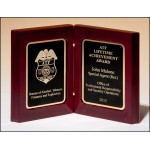 Airflyte High Gloss Rosewood Stained Book Award w/2 Gold Plates & Black Center with Logo