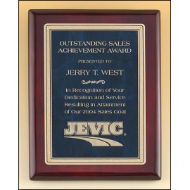 Airflyte Rosewood Piano-Finish Plaque w/Sapphire Blue Marble Florentine Plate (10.5"x 13") with Logo