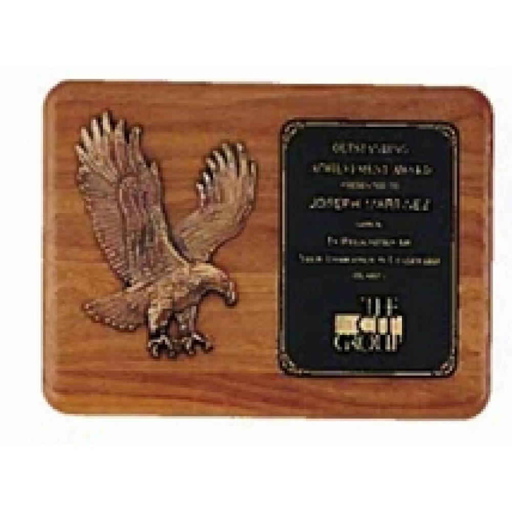 Logo Branded American Walnut Plaque w/Sculptured Relief Eagle Casting (11"x 15")
