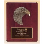 Custom Printed Rosewood Stained Piano-Finish Plaque w/Finely Detailed Bronze Finished Eagle Casting (10.5"x 13")