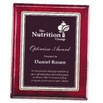Airflyte Rosewood Piano-Finish Plaque w/Ruby Red Marble Florentine Plate (10.5"x 13") with Logo