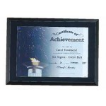 Logo Branded Bristol Series Black Glass Certificate Plaque w/Easy Open & Close Backing (11"x 14")