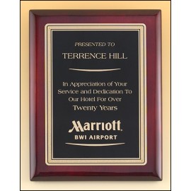 Airflyte Rosewood Piano-Finish Plaque w/Black Brass Plate & Solid Border (9"x 12") with Logo