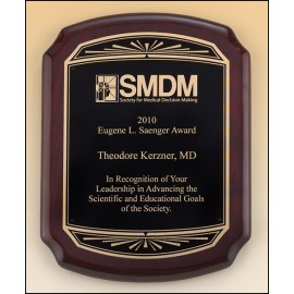 Promotional Airflyte Rosewood Piano-Finish Plaque w/Sunburst Design Plate (8"x 10.5")