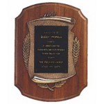 Manchester Series American Walnut Plaque w/Antique Bronze Casting & Brushed Brass Plates (11"x 15") with Logo