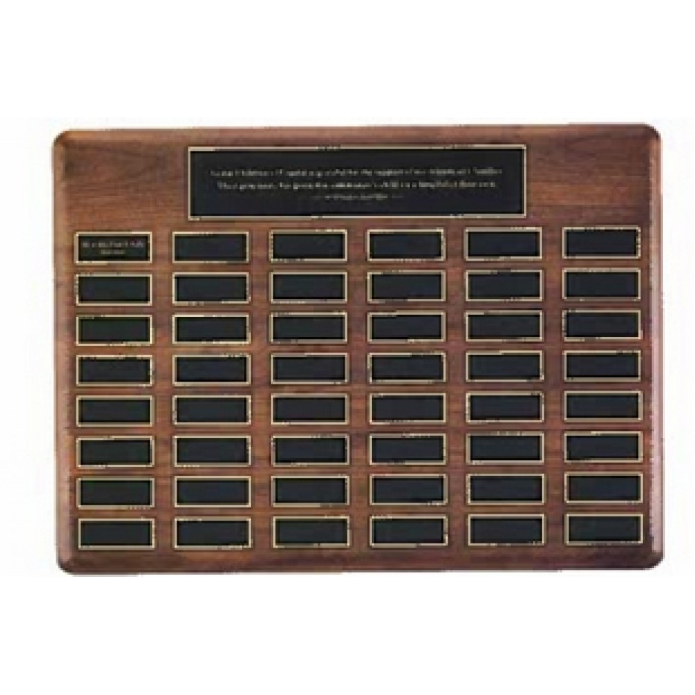 Custom Airflyte Series American Walnut Perpetual Plaque w/48 Brass Plates (22"x 30")