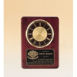 Logo Branded Rosewood Piano-Finish Diamond-Spun Bezel Clock w/Glass Lens & Three Hand Movement (12"x 15")