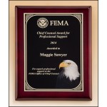Engraved Rosewood Piano-Finish Plaque w/High Definition Eagle Head Plate (9"x 12")