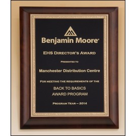 Promotional Airflyte Cherry Finish Plaque w/Gold Florentine Border Plate (8"x 10")