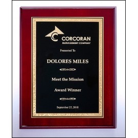 Customized Airflyte Rosewood High Lustr Plaque w/Black Center & Gold Florentine Border (9"x 12")