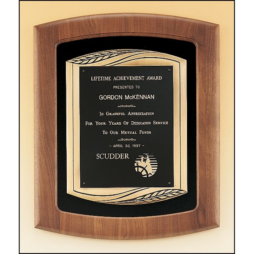 Personalized Airflyte American Walnut Plaque w/Antique Bronze Finished Frame Casting & Black Velour Background