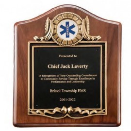 Witney Series Custom Plaque w/Black Brass Plate & Center Insert (10"x 12") with Logo