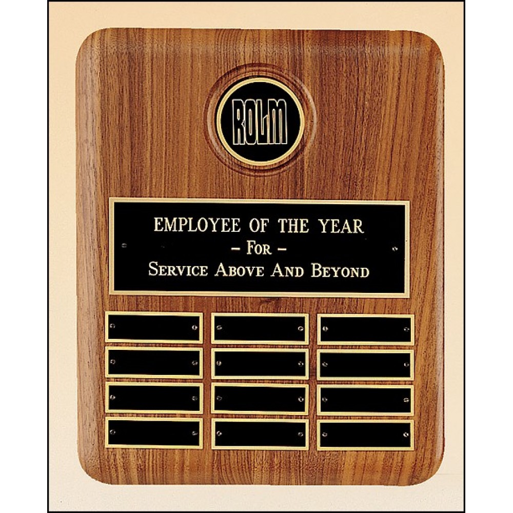 Logo Branded Airflyte Furniture Finish American Walnut Perpetual Plaque w/12 Brass Plates
