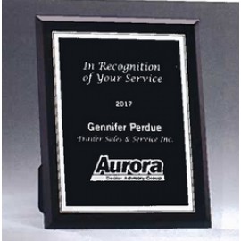 Black Glass Plaque w/Silver Border (6"x 8") with Logo