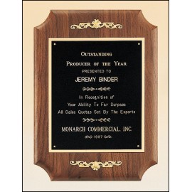 Personalized Manchester Series American Walnut Plaque w/Furniture Finish & Casting Accents (9"x 12")