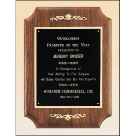 Custom Manchester Series American Walnut Plaque w/Furniture Finish & Casting Accents (9"x 12")