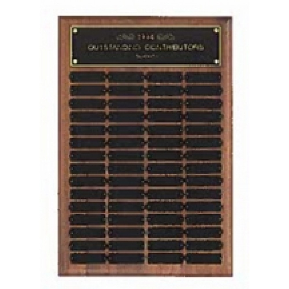 American Walnut Perpetual Plaque w/48 Black Brass Plates with Logo