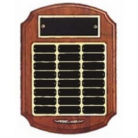 American Walnut Perpetual Plaque w/24 Black Brass Plates & Notched Corners with Logo