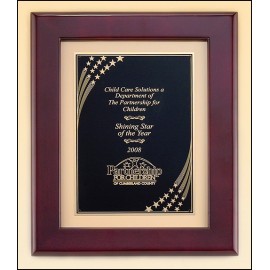 Airflyte Rosewood Piano-Finish Plaque w/Gold Metal Background & Florentine Design (12"x 15") with Logo
