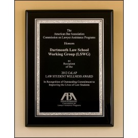 Logo Branded Airflyte Black Piano-Finish Plaque w/Textured Black Center & Silver Florentine Border (9"x 12")