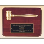Airflyte Rosewood Stained Piano-Finish Plaque w/Gold Electroplate & Metal Gavel with Logo