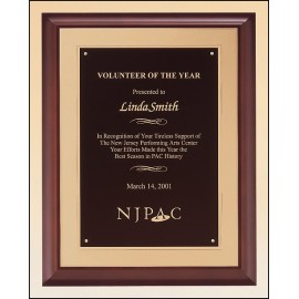 Personalized Airflyte Cherry Finish Plaque w/Black Brass Plate & Gold Embossed Back Plate (11"x 14")