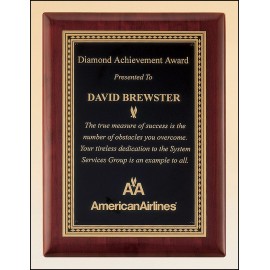 Promotional Airflyte Rosewood Piano-Finish Plaque w/Black Brass Plate & Dash Design Border (8"x 10.5")