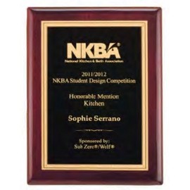 Airflyte Rosewood Piano-Finish Plaque w/Textured Black Center & Gold Florentine Border (11"x 14'') with Logo