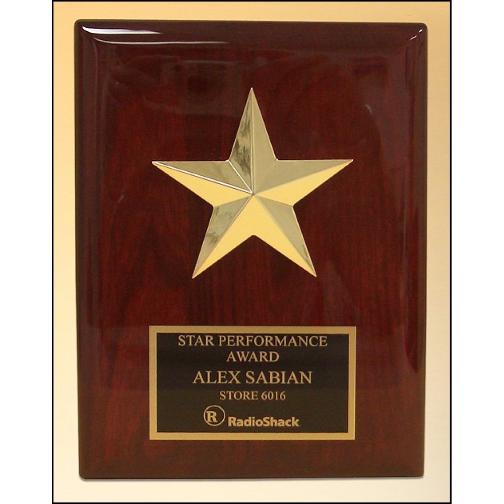 Personalized Constellation Rosewood Piano-Finish Star Casting Plaque w/Gold-Tone Gabled Points