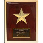 Logo Branded Constellation Rosewood Piano-Finish Star Casting Plaque w/Gold-Tone Gabled Points