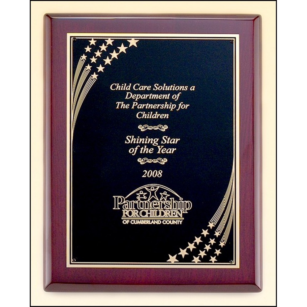 Logo Branded Airflyte Rosewood Piano-Finish Plaque w/Florentine Border (7"x 9")