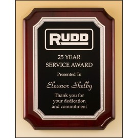 Custom Rosewood Piano-Finish Plaque w/Florentine Border & Textured Center (9"x 12")