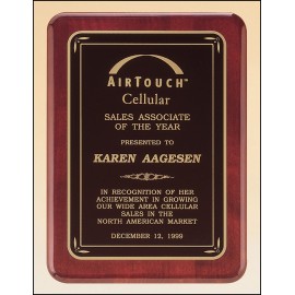 Airflyte Rosewood Piano-Finish Plaque w/Black Florentine Border (8"x 10.5") with Logo