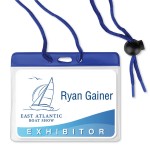 Custom Imprinted Small Horizontal Color-Coded Badge/Nametag Holders with Cord