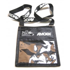 Custom Imprinted Customized Lanyard W/Large Pouch Badge Holder