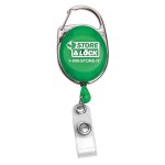 Blank Carabiner Style Retractable Badge Reel w/ Metal Slip Clip Back Custom Imprinted