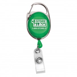 Blank Carabiner Style Retractable Badge Reel w/ Metal Slip Clip Back Custom Imprinted