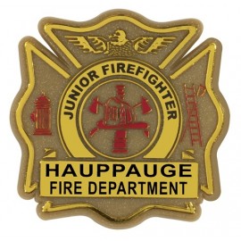 Custom Maltese Cross Kid's Junior Firefighter Plastic Badge Logo Imprinted  Custom Maltese Cross Kid