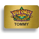 Custom Imprinted Brushed Gold Metal, Frameless Badge w/ Full Color Print (2"x 3")