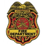 Stock Kid's Junior Firefighter Plastic Badge with Clip Back Custom Printed