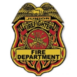 Stock Kid's Junior Firefighter Plastic Badge with Clip Back Custom Printed