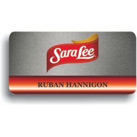 Brushed Silver Metal, Frameless Badge w/ Full Color Print (1 1/2"x 3") Custom Printed  Brushed Silver Metal, Frameless Badge w/ Full Color Print (1 1/2"x 3") Custom Printed