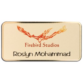 Custom Imprinted Sublimated Frosted Brass Name Badge (1 1/2" x 3")  Custom Imprinted Sublimated Frosted Brass Name Badge (1 1/2" x 3")