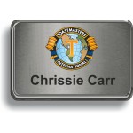 Silver Plastic Frame Badge w/ Silver Metal Insert (2 1/4"x 3 1/4") Logo Imprinted