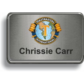 Silver Plastic Frame Badge w/ Silver Metal Insert (2 1/4"x 3 1/4") Logo Imprinted  Silver Plastic Frame Badge w/ Silver Metal Insert (2 1/4"x 3 1/4") Logo Imprinted