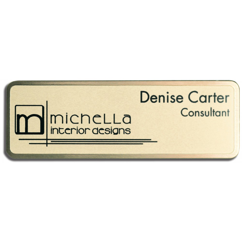 Custom Printed Sublimated Frosted Brass Name Badge (1" x 3")