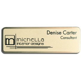 Custom Printed Sublimated Frosted Brass Name Badge (1" x 3")  Custom Printed Sublimated Frosted Brass Name Badge (1" x 3")