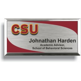 Full Color Silver Metal Badge w/ Bright Silver Metal (1 1/2"x 3") Custom Imprinted  Full Color Silver Metal Badge w/ Bright Silver Metal (1 1/2"x 3") Custom Imprinted